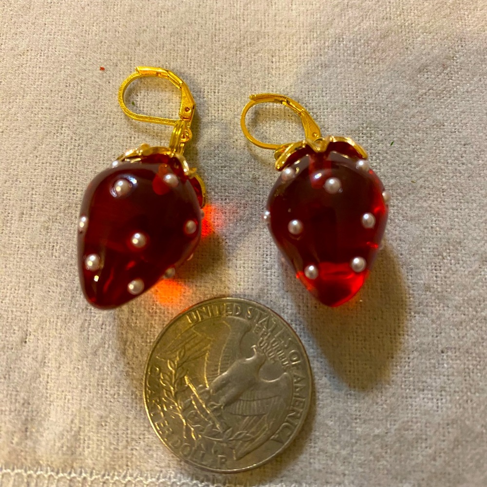 Strawberry earrings   Beads are from London UK. Most earrings sell for a lot